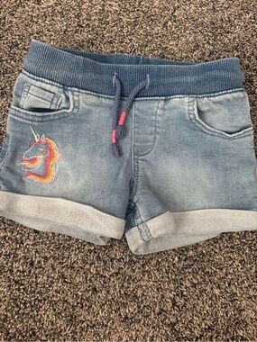 Cat & Jack Light Blue Denim-Style Unicorn Shorts